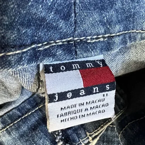 Tommy Hilfiger Lace Up Crop Jeans Women's 11 Blue Side Stripe 90s‎ Y2K - Picture 13 of 15